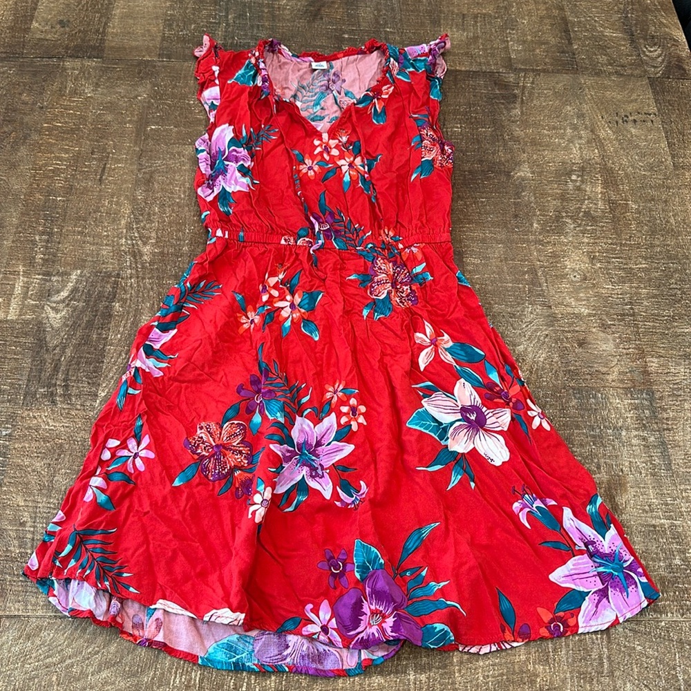 Old navy XS red floral summer dress light weight